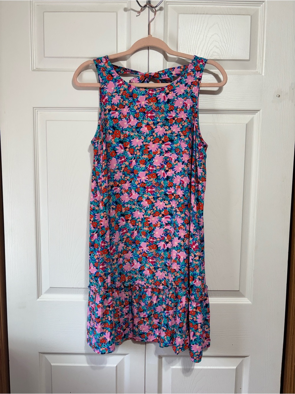 LOFT Pink and Teal Floral Mini Dress